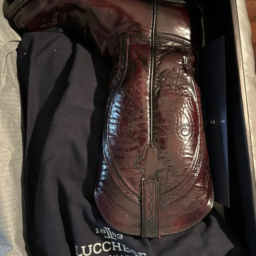 Lucchese Gavin  Goat Black Cherry Cowboy boot, Men size 10.5 - Picture 6 of 7